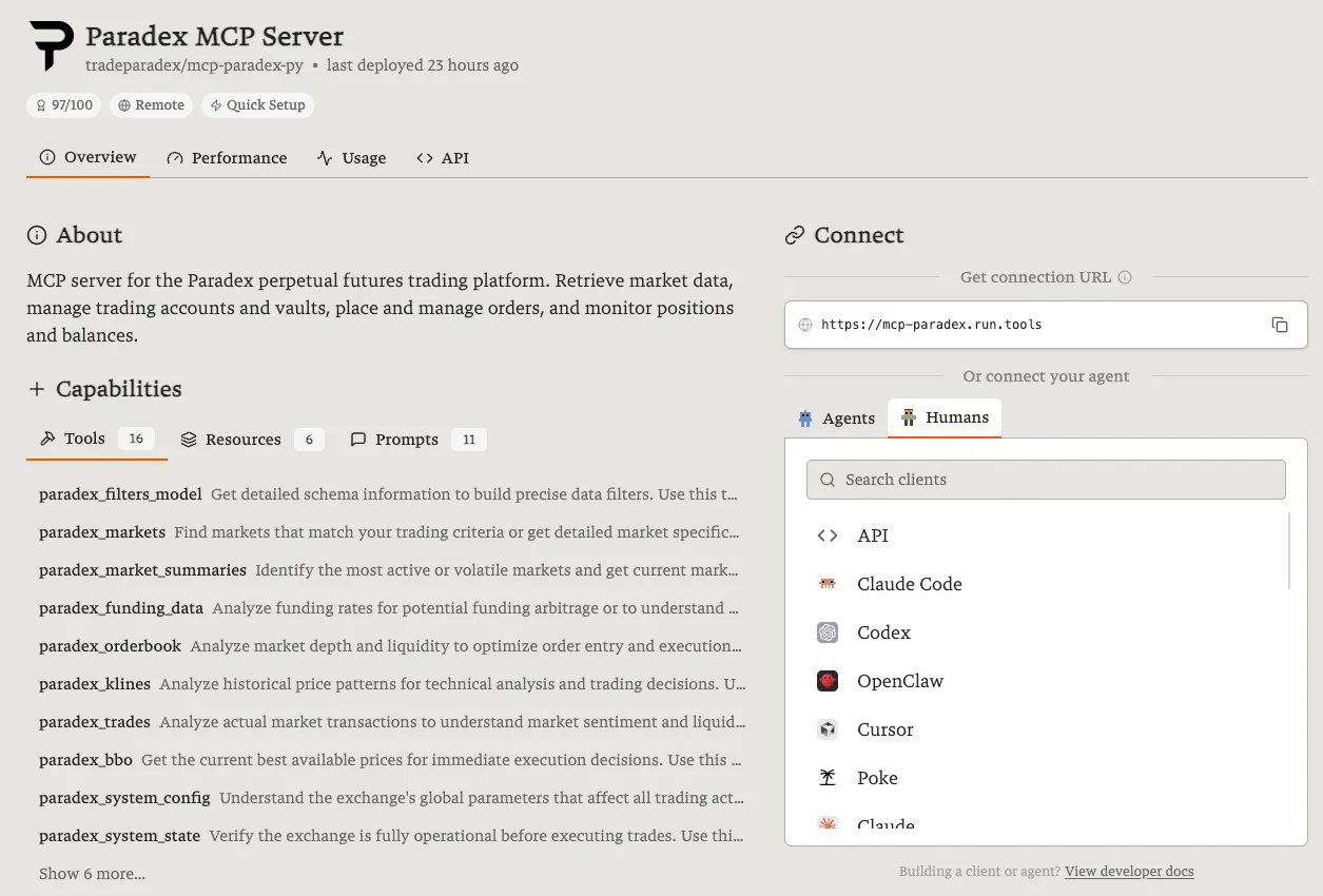 Paradex MCP Server on Smithery